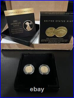 American Eagle 2021 One-Tenth Ounce Gold Two-Coin Set Designer Edition (W) 21XK