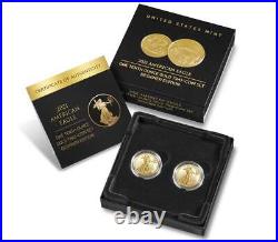 American Eagle 2021 One-tenth Ounce Gold Two-coin Set 21xk West Point New Sealed