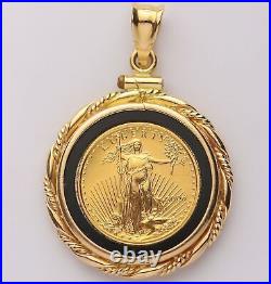 American Eagle Coin Shape Bezel Set Men's/Women's Pendant 14k Yellow Gold Plated