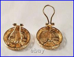 American Eagle Gold 1/10 oz Coins in 14k Yellow Gold Diamond Cut Earrings