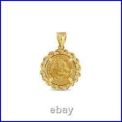 American Eagle Lady Liberty Medallion With Rope Bezel 14k Yellow Gold Plated