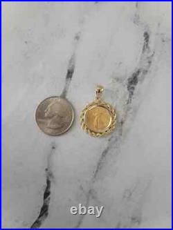 American Eagle Lady Liberty Medallion With Rope Bezel 14k Yellow Gold Plated