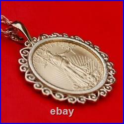 American Eagle Liberty Without Stone Shape Pendant 14k Yellow Gold Plated