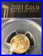 American Gold Proof Eagle Coin Type 2 2021 PCGS MS 70 First Strike $ 5 BK Label