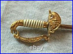 Antique 14 Kt Gold American Eagle Civil War Officer's Style Sword Stick Tie Pin