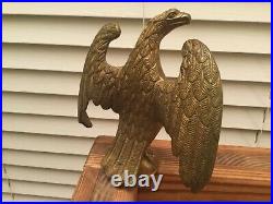 Antique/Vintage Bronze AMERICAN Eagle Finial Flag Gold Gilt Pole Topper