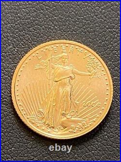 BRILLIANT UNCIRCULATED $5 GOLD AMERICAN EAGLE 1/10th ozt, VARIED YEARS