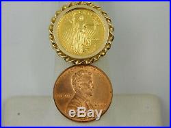Beautiful 14k Yellow Gold Ring with 1/10 ozt. American Gold Eagle Coin (61)