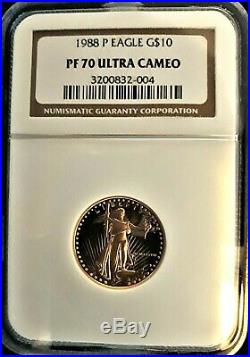 Fantastic 1988 P $10 American Gold Eagle PF70 NGC Ultra Cameo