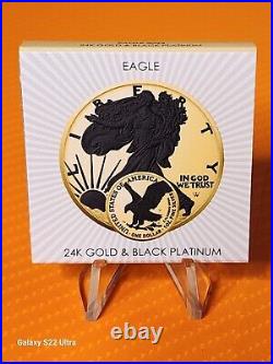 GOLD BLACK PLATINUM American Eagle 1 Oz Silver Coin USA 2023 with Mintage 500