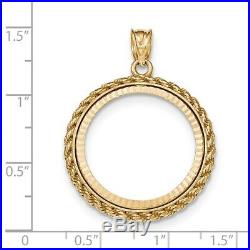 Genuine 14k Yellow Gold Casted Rope Prong 1/4 oz American Eagle Coin Bezel