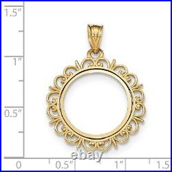 Genuine 14k Yellow Gold Fancy Prong 1/10 oz American Eagle Coin Bezel