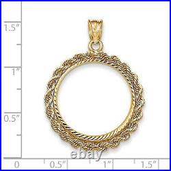 Genuine 14k Yellow Gold Rope Prong 1/4 oz American Eagle Coin Bezel