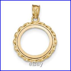 Genuine 14k Yellow Gold Twisted Wire 1/10 oz American Eagle Coin Bezel