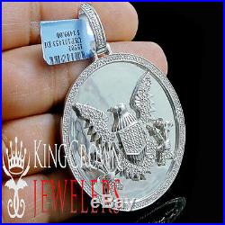 Genuine Diamond Medallion President Seal American Eagle Pendant 10K Gold Finish