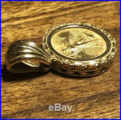 Gold Coin 2000 1/10 Ounce Gold Eagle Coin Bezel Pendant = 7.179 Grams