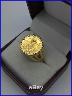 Ladies 14k Yellow Gold American Eagle 1/10 Fine 22k Gold Coin Ring Size 6 Estate