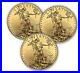 Lot of 3 1 oz American Gold Eagle $50 Coins BU Random Year US Mint