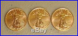 Lot of (3) 2018 $5 1/10 oz American Gold Eagle Bullion Coins