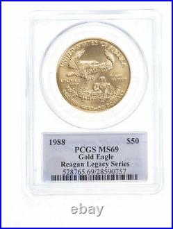 MS69 1988 $50 1 Oz Gold American Eagle Reagan Legacy Series Graded PCGS 6622