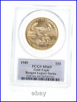 MS69 1989 $50 1 Oz Gold American Eagle Reagan Legacy Series Graded PCGS 6623