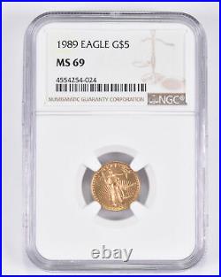 MS69 1989 $5 American Gold Eagle Graded NGC 8715