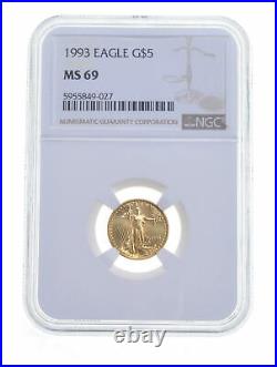 MS69 1993 $5 American Gold Eagle Graded NGC 6023