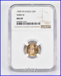 MS69 1999-W $5 American Gold Half Eagle With W Graded NGC 8723