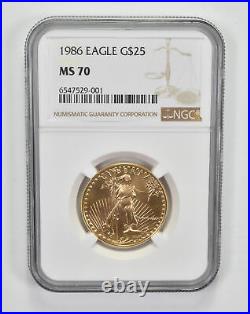 MS70 1986 $25 American Gold Eagle Graded NGC 0652