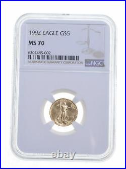 MS70 1992 $5 American Gold Eagle Graded NGC 5508