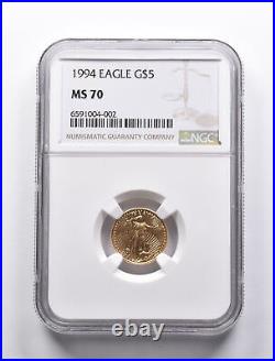 MS70 1994 $5 American Gold Eagle 1/10 Oz Gold NGC 9479