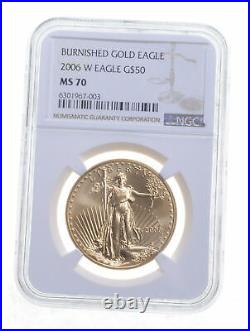 MS70 2006-W $50 Burnished American Gold Eagle Graded NGC 5845
