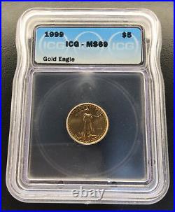 MS 69 1999 Gold Eagle $5 Tenth-Ounce 1/10 oz. ICG 2388520502 MS69 Brilliant