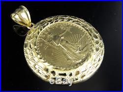 Men's 10K Yellow Gold American Gold Eagle Liberty Coin Medallion Pendant
