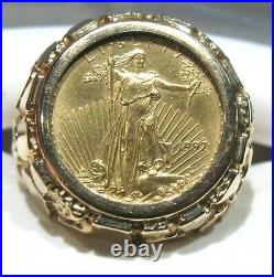 Men's Nugget 14kt Yellow Gold 1/10th oz American Eagle Coin Ring Size 10