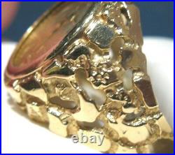 Men's Nugget 14kt Yellow Gold 1/10th oz American Eagle Coin Ring Size 10