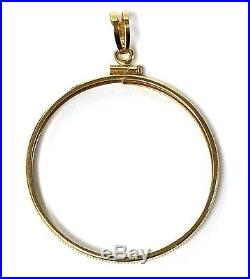 NEW 14K Gold Coin Edge Bezel Pendant (for 33mm 1oz American Eagle Gold Coin)