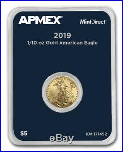 New 2019 1/10 oz Gold American Eagle (MintDirect Single) In mint direct package