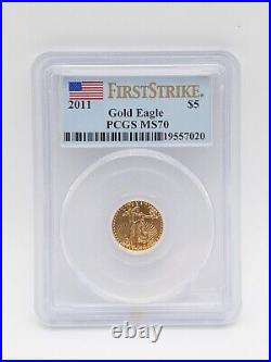 PCGS 2011 1/10th OUNCE American Eagle Gold COIN MS 70 FIRST STRIKE