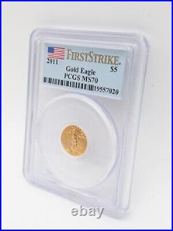 PCGS 2011 1/10th OUNCE American Eagle Gold COIN MS 70 FIRST STRIKE