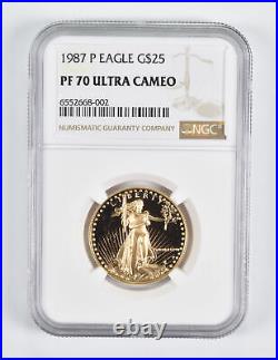 PF70 UCAM 1987-P $25 American Gold Eagle 1/2 Oz. 999 Fine Gold NGC 1723