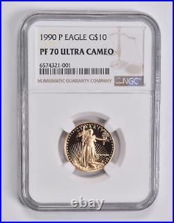 PF70 UCAM 1990-P $10 American Gold Eagle 1/4 Oz. 999 Fine Gold NGC 3561