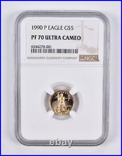 PF70 UCAM 1990-P $5 American Gold Eagle 1/10 Oz. 999 Fine Gold NGC 2243