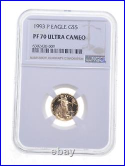 PF70 UCAM 1993-P $5 American Gold Eagle Graded NGC 5823