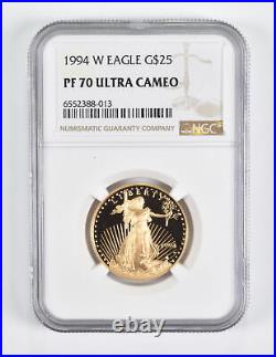 PF70 UCAM 1994-W $25 American Gold Eagle 1/2 Oz. 999 Fine Gold NGC 1660