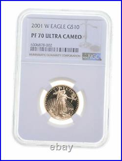 PF70 UCAM 2001-W $10 1/4 Oz. Gold American Eagle Graded NGC 6653