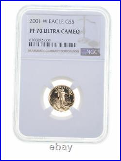 PF70 UCAM 2001-W $5 1/10 Oz. Gold American Eagle Graded NGC 6632