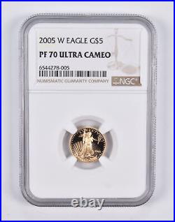 PF70 UCAM 2005-W $5 American Gold Eagle 1/10 Oz. 999 Fine Gold NGC 2199