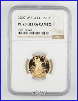 PF70 UCAM 2007-W $10 American Gold Eagle 1/4 Oz Fine Gold Graded NGC 4982