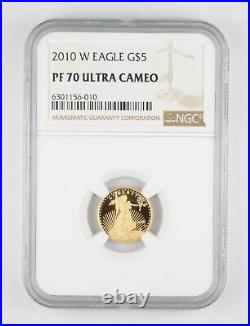 PF70 UCAM 2010-W $5 American Gold Eagle 1/10 Oz Fine Gold Graded NGC 4950